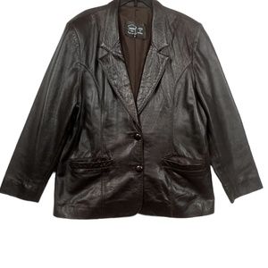 Women's Sheep Soft Leather Brown Jacket Sz G/L Pre-owned Two Front Buttons